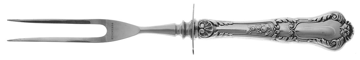 Baronial-Old (Sterling, 1898, No Monograms) Small Steak Carving Fork with Stainless Prongs by Gorham Silver-1