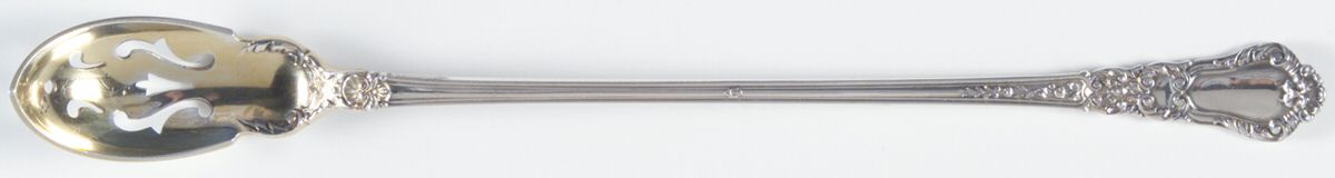 Baronial-Old (Sterling, 1898, No Monograms) Pierced Bowl Long Handle Olive Spoon by Gorham Silver-1
