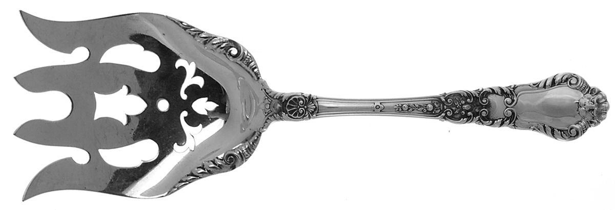 Baronial-Old (Sterling, 1898, No Monograms) Small Solid Fish Serving Fork by Gorham Silver-1