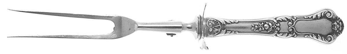 Baronial-Old (Sterling, 1898, No Monograms) Large Stainless-Prong Roast Carving Fork by Gorham Silver-1