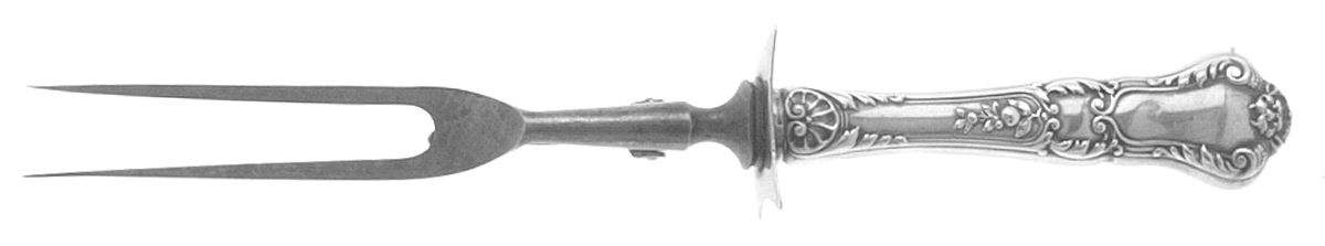 Baronial-Old (Sterling, 1898, No Monograms) Large Stainless-Prong Roast Carving Fork by Gorham Silver-1