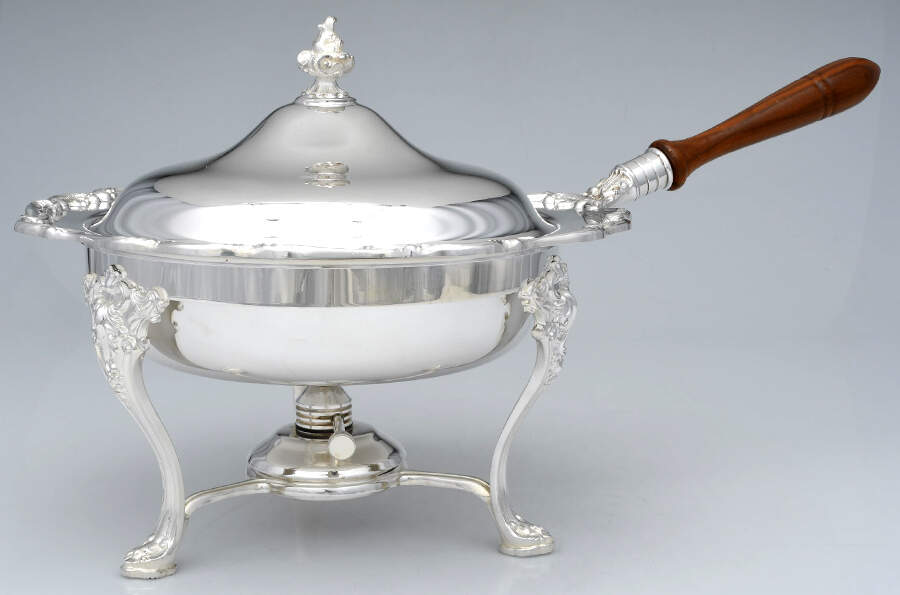 Baronial (Silverplate, Hollowware, Heritage) Chafing Dish W/Lid, Liner, Stand & Burner by Gorham Silver-1