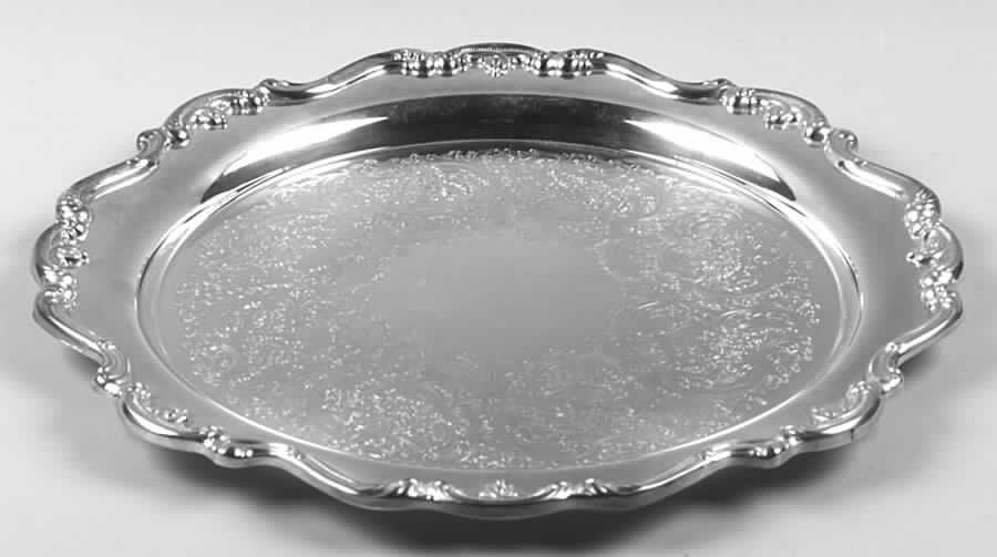 Baronial (Silverplate, Hollowware, Heritage) Medium Round Silverplate Tray by Gorham Silver-1