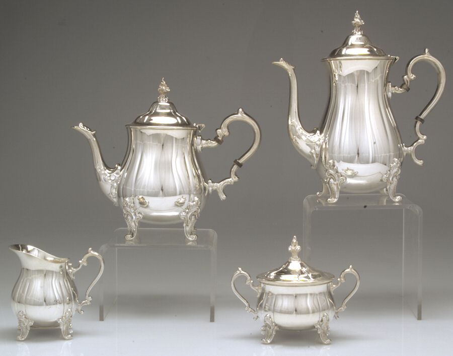 Baronial (Silverplate, Hollowware, Heritage) (4 Piece) Silverplate Tea Set by Gorham Silver-1