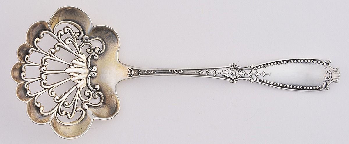 Bedford (Sterling, 1895) Solid Bon Bon Spoon with Pierced Bowl by Gorham Silver-1