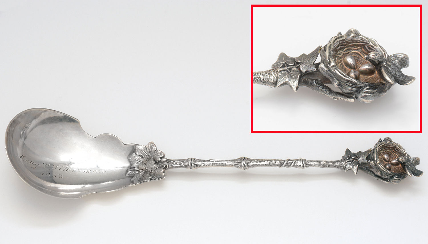 Birds Nest (Sterling, 1865) Spoon-Preserve by Gorham Silver-1