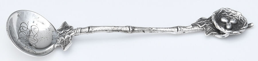 Birds Nest (Sterling, 1865) Master Salt Spoon by Gorham Silver-1