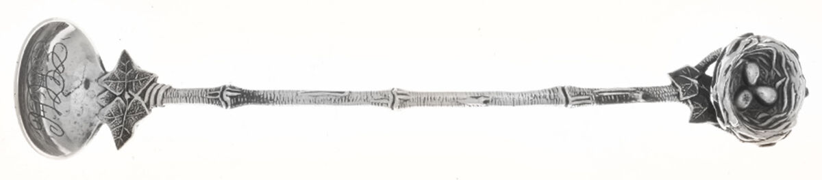 Birds Nest (Sterling, 1865) Mustard Spoon by Gorham Silver-1