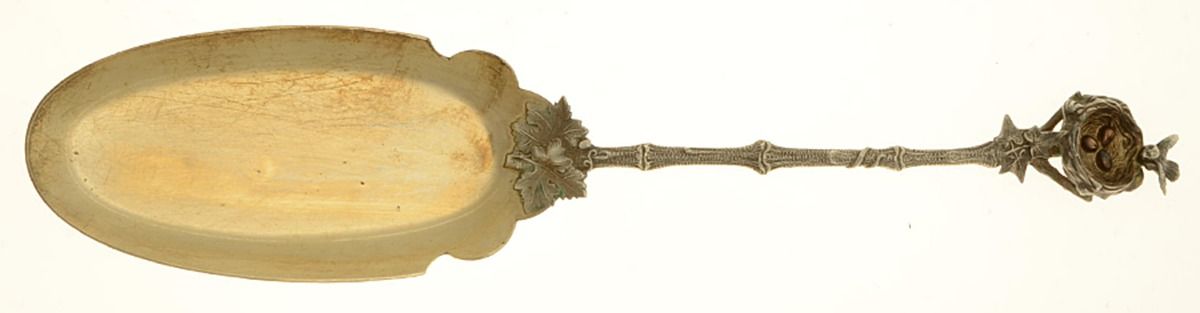 Birds Nest (Sterling, 1865) Large Solid Ice Cream Server by Gorham Silver-1