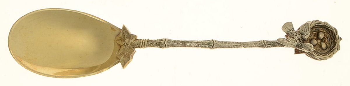 Birds Nest (Sterling, 1865) Ice Cream Spoon Individual by Gorham Silver-1