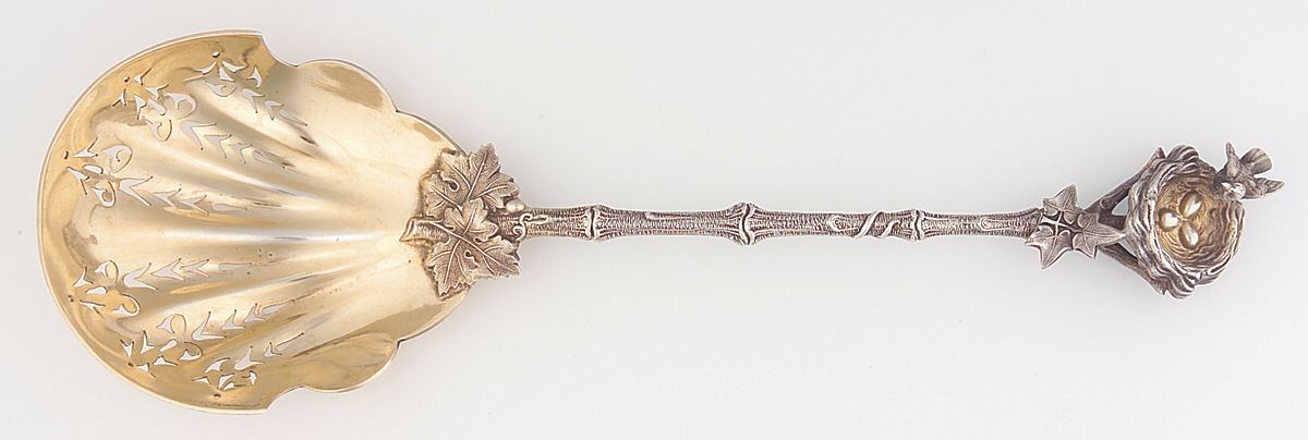 Birds Nest (Sterling, 1865) Ice Serving Spoon Large by Gorham Silver-1