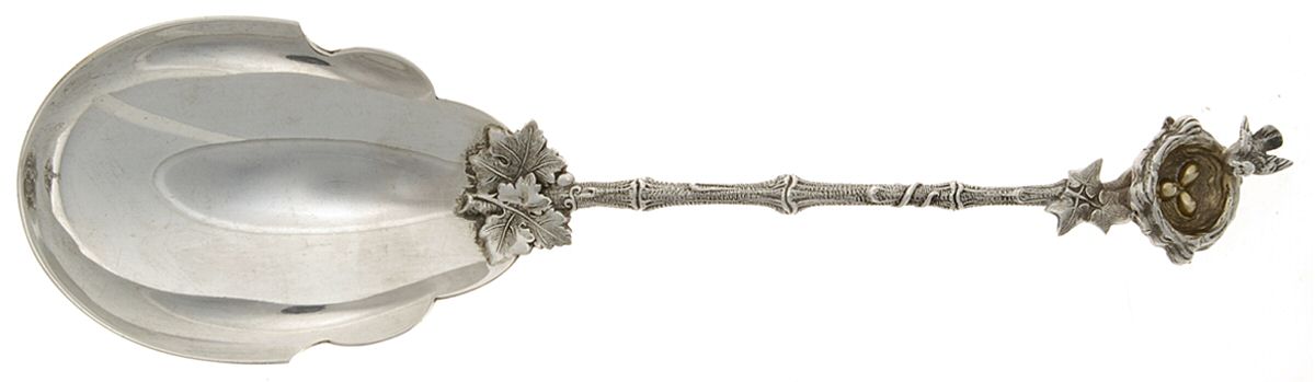 Birds Nest (Sterling, 1865) Large Solid Berry/Casserole Spoon by Gorham Silver-1