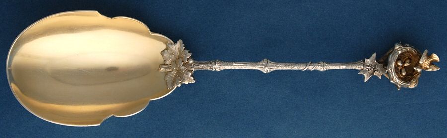 Birds Nest (Sterling, 1865) Large Solid Berry/Casserole Spoon by Gorham Silver-1