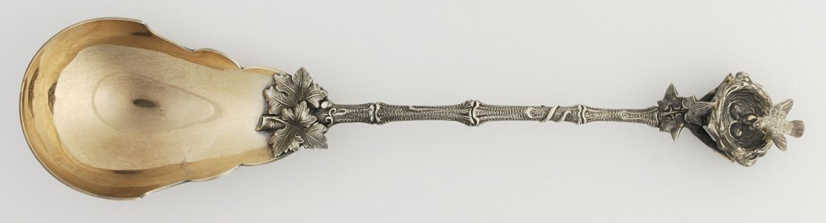 Birds Nest (Sterling, 1865) Preserve Spoon by Gorham Silver-1