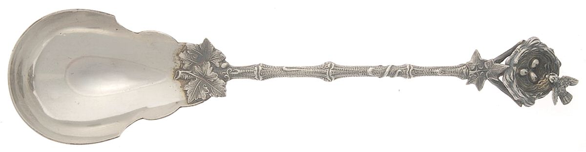 Birds Nest (Sterling, 1865) Preserve Spoon by Gorham Silver-1