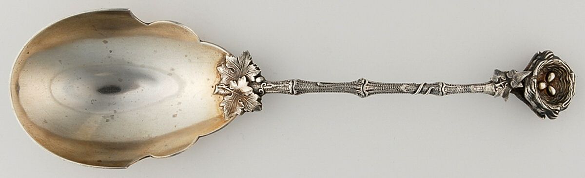 Birds Nest (Sterling, 1865) Large Solid Berry/Casserole Spoon by Gorham Silver-1