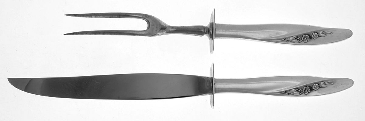 Blithe Spirit (Sterling, 1959) 2 Piece Small Carving Set W/ Sterling Guard by Gorham Silver-1