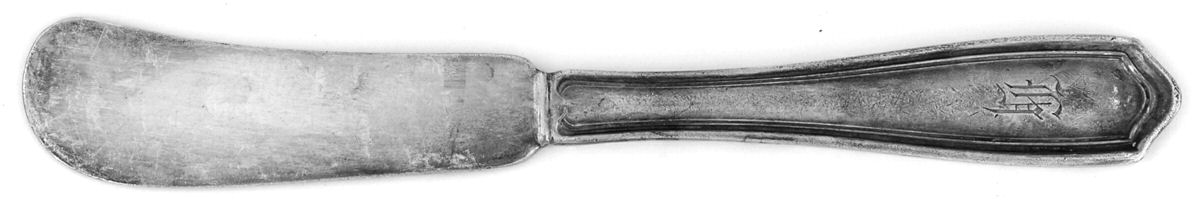 Bradford (Silverplate) Monogram Flat Handle Butter Spreader by Gorham Silver-1