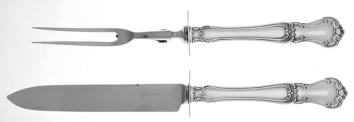 Buckingham (Sterling, 1910) Large 2-Piece Roast Carving Set w/ Stainless Blade by Gorham Silver-1
