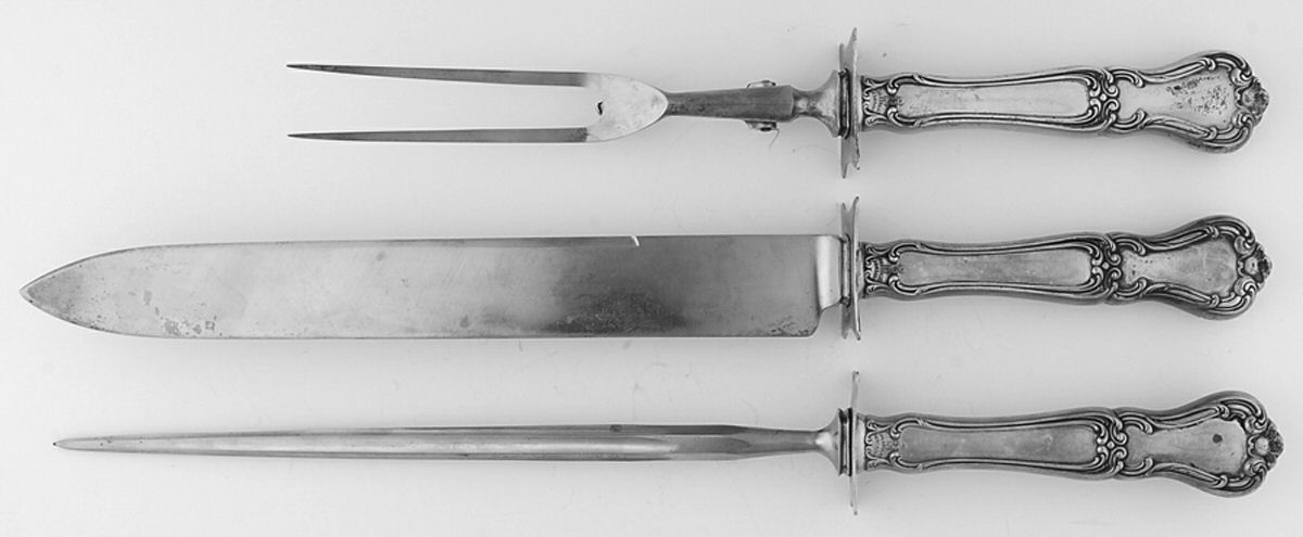 Buckingham (Sterling, 1910) Large 3-Piece Roast Carving Set w/ Stainless Blade by Gorham Silver-1