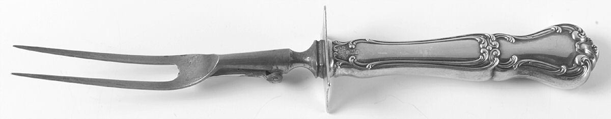 Buckingham (Sterling, 1910) Small Steak Carving Fork with Stainless Prongs by Gorham Silver-1