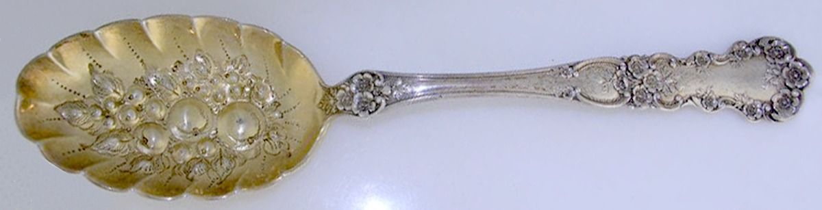 Buttercup (Sterling, Lion-Anchor-G, 1899, No Monos) Solid Berry Spoon/Tablespoon by Gorham Silver-1