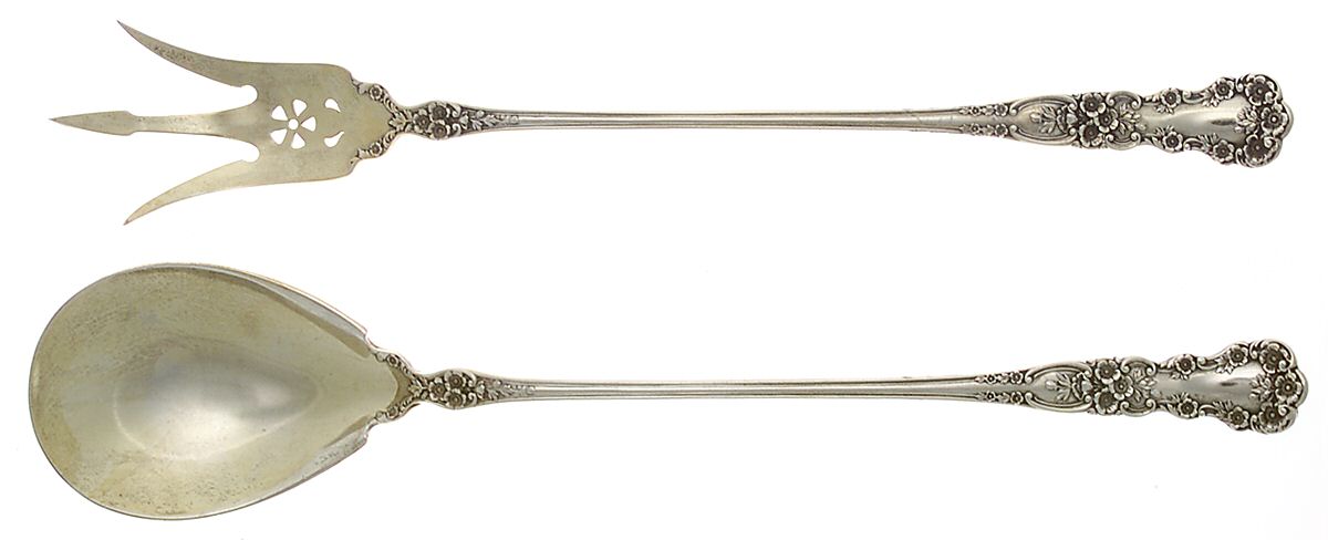 Buttercup (Sterling, Lion-Anchor-G, 1899, No Monos) 2 Pc Large Lettuce Serving Set by Gorham Silver-1