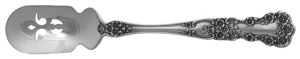 Buttercup (Sterling, Lion-Anchor-G, 1899, No Monos) Short Handled Olive Spoon with Pierced Bowl by Gorham Silver-1