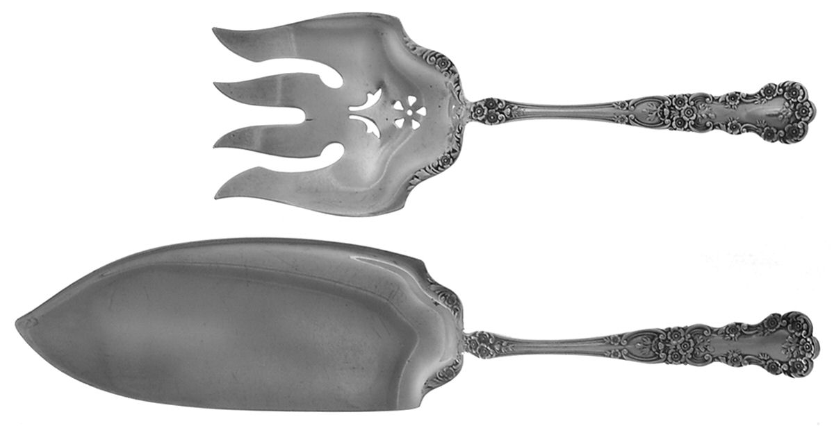 Buttercup (Sterling, Lion-Anchor-G, 1899, No Monos) Solid 2-Piece Small Fish Serving Set by Gorham Silver-1