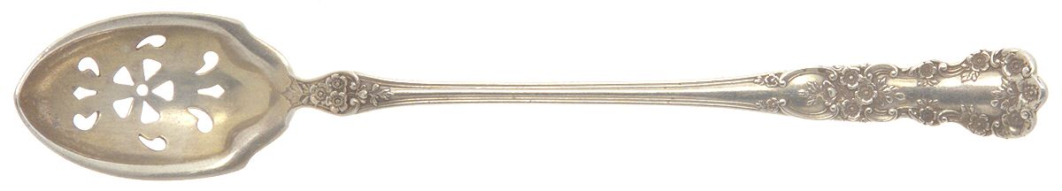 Buttercup (Sterling, Lion-Anchor-G, 1899, No Monos) Pierced Bowl Short Handle Olive Spoon by Gorham Silver-1