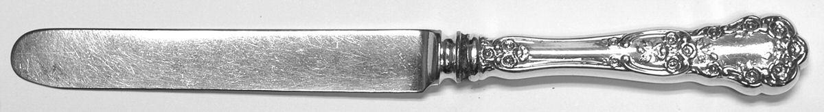 Buttercup (Sterling, Lion-Anchor-G, 1899, No Monos) Blunt Hollow Knife with Bolster by Gorham Silver-1
