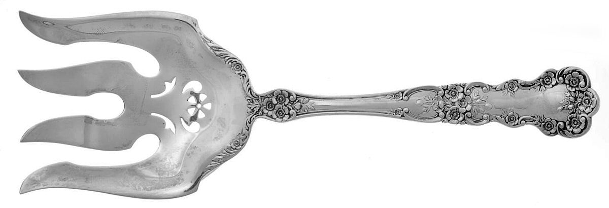 Buttercup (Sterling, Lion-Anchor-G, 1899, No Monos) Large Solid Fish Serving Fork by Gorham Silver-1