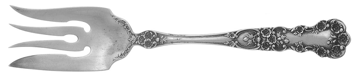 Buttercup (Sterling, Lion-Anchor-G, 1899, No Monos) Medium Solid Cold Meat Serving Fork by Gorham Silver-1