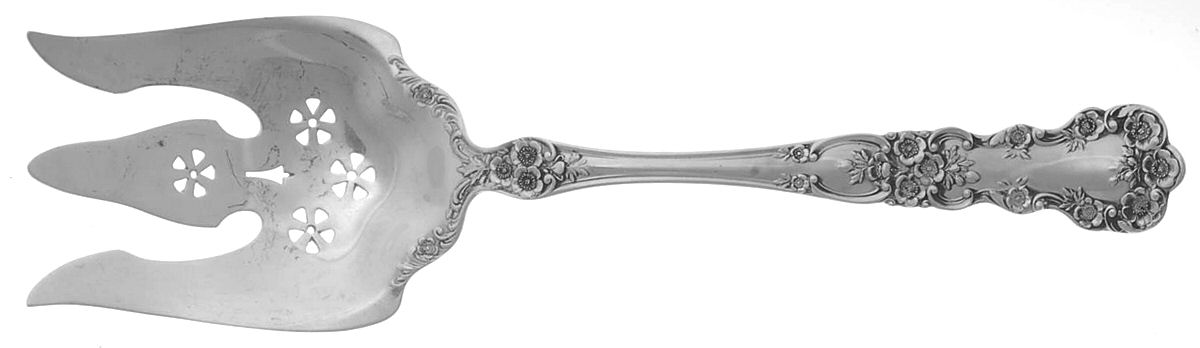 Buttercup (Sterling, Lion-Anchor-G, 1899, No Monos) Solid Salad Serving Fork by Gorham Silver-1