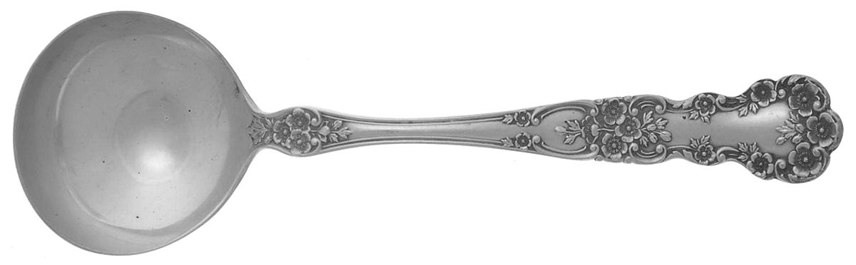Buttercup (Sterling, Lion-Anchor-G, 1899, No Monos) Round Bowl Soup Spoon (Bouillon) by Gorham Silver-1