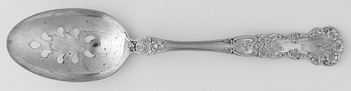 Buttercup (Sterling, Lion-Anchor-G, 1899, No Monos) Pierced Tablespoon (Serving Spoon) CM by Gorham Silver-1