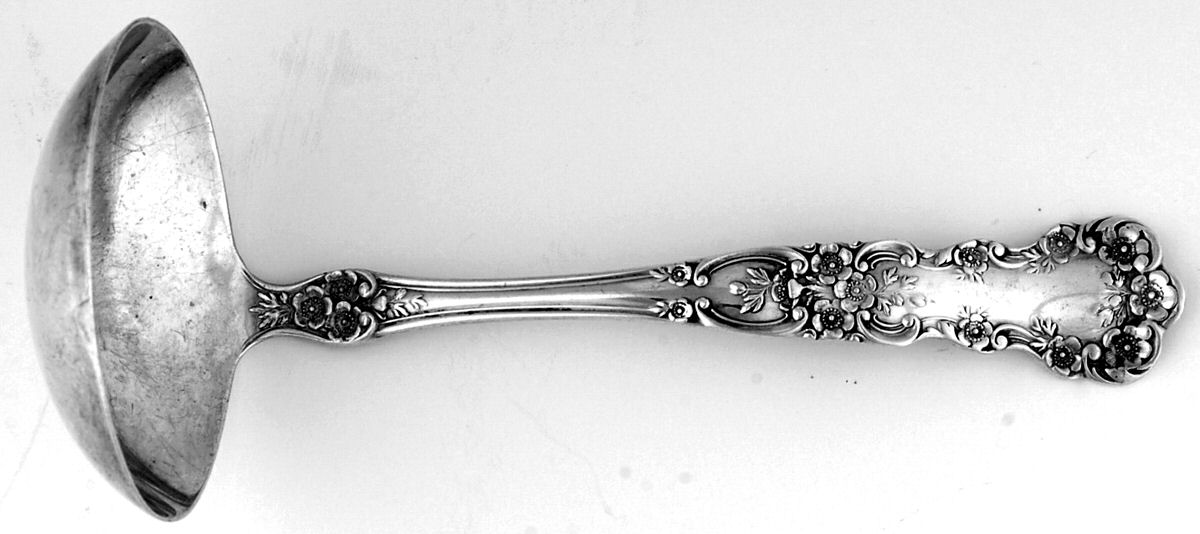 Buttercup (Sterling, Lion-Anchor-G, 1899, No Monos) Solid Piece Cream Ladle by Gorham Silver-1