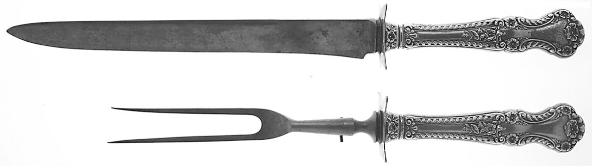 Cambridge (Sterling, 1899) Large 2-Piece Roast Carving Set w/Stainless Blade by Gorham Silver-1