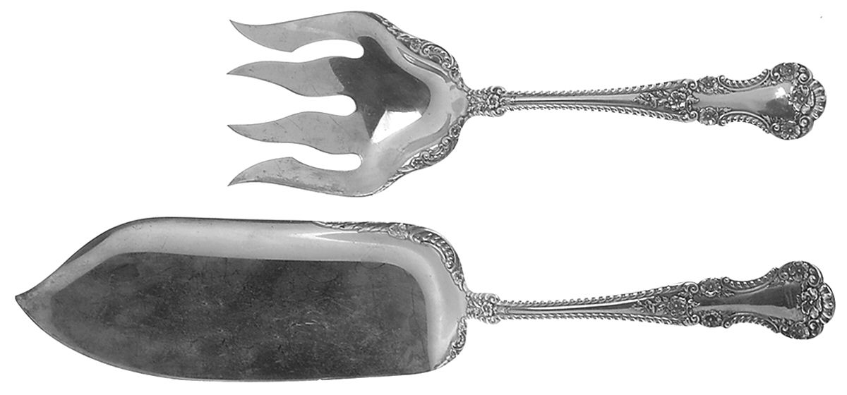 Cambridge (Sterling, 1899) 2 Piece Large Solid Fish Serving Set by Gorham Silver-1