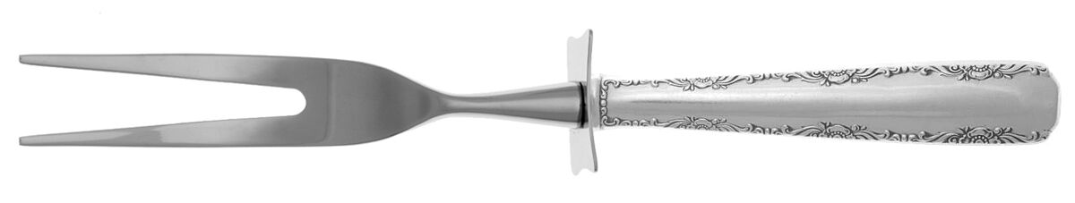 Camellia (Sterling, 1941-1942, No Monos) Carving Fork Small with Stainless Prongs HC by Gorham Silver-1