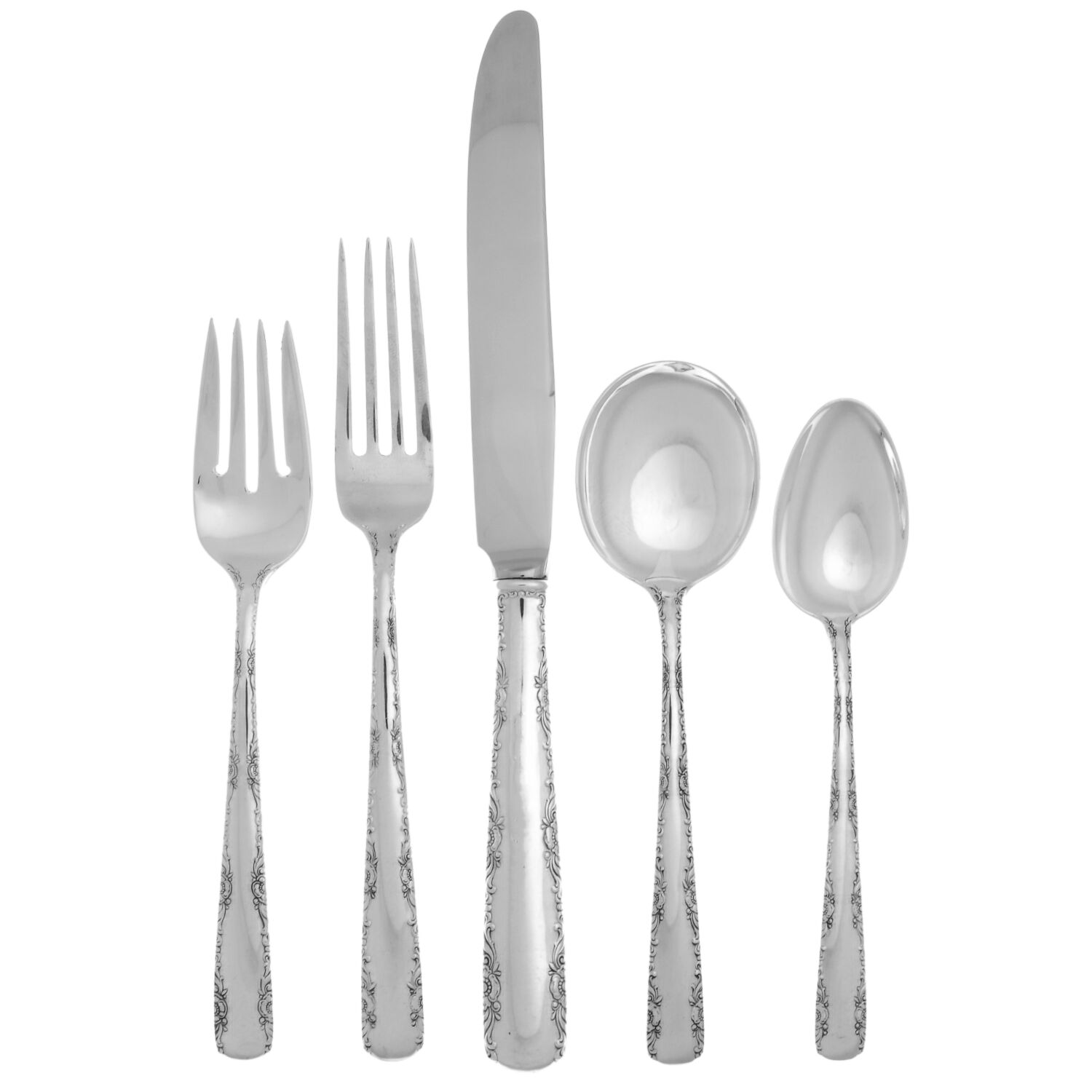 Camellia (Sterling, 1941-1942, No Monos) 40  Piece Estate Set by Gorham Silver-1
