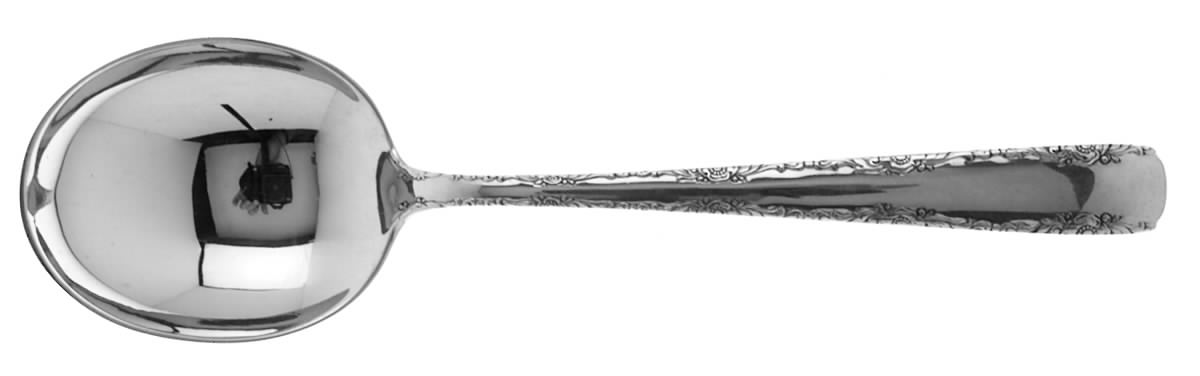 Camellia (Sterling, 1941-1942, No Monos) Round Bowl Soup Spoon (Bouillon) by Gorham Silver-1