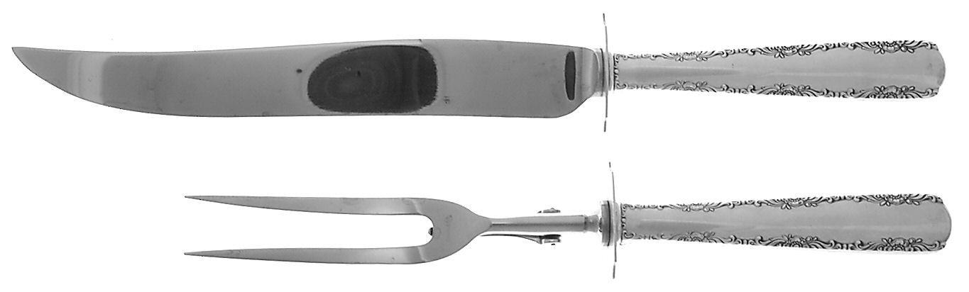 Camellia (Sterling, 1941-1942, No Monos) (2 Pc)Carving Set-Lg Stnbl/Roast w/Sterling Guard by Gorham Silver-1