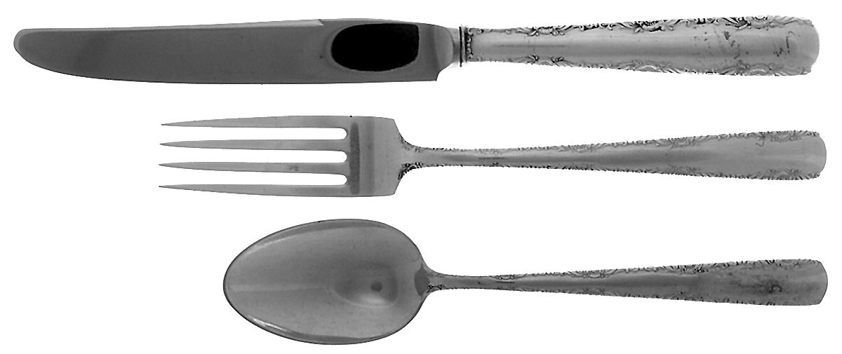 Camellia (Sterling, 1941-1942, No Monos) 3 Piece Youth Set (Knife, Fork & Spoon) by Gorham Silver-1