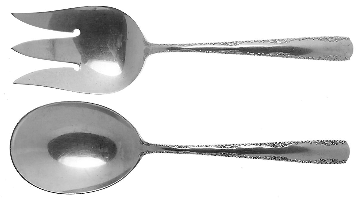 Camellia (Sterling, 1941-1942, No Monos) (2 Pc) Solid Salad Set by Gorham Silver-1