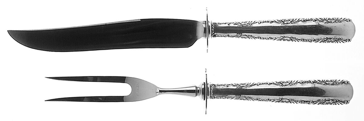 Camellia (Sterling, 1941-1942, No Monos) Small Stainless Blade 2-Piece Steak Carving Set by Gorham Silver-1
