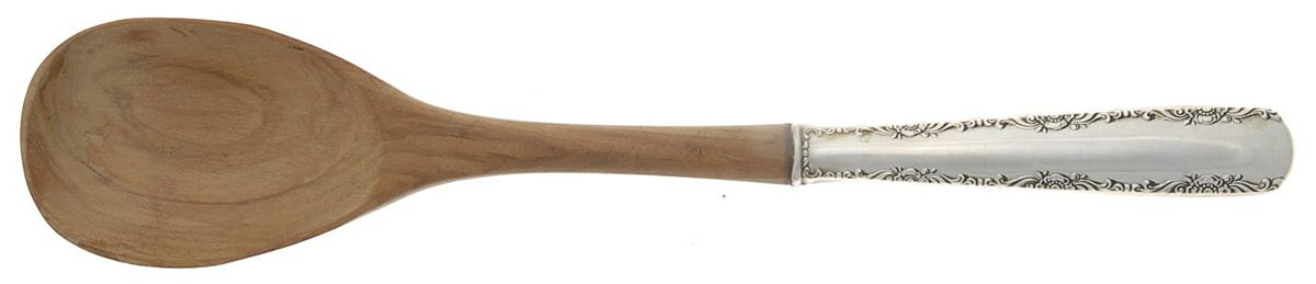 Camellia (Sterling, 1941-1942, No Monos) Salad Serving Spoon Wooden Bowl by Gorham Silver-1