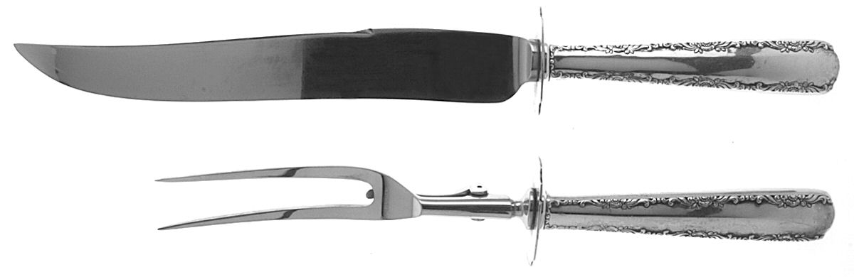 Camellia (Sterling, 1941-1942, No Monos) Large 2-Piece Roast Carving Set w/Stainless Blade by Gorham Silver-1