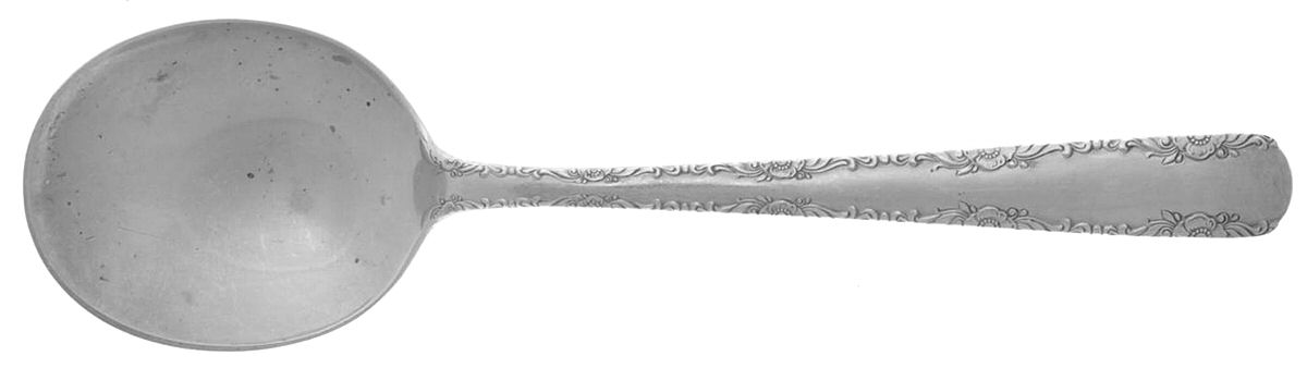 Camellia (Sterling, 1941-1942, No Monos) Round Bowl Soup Spoon (Cream Soup) by Gorham Silver-1