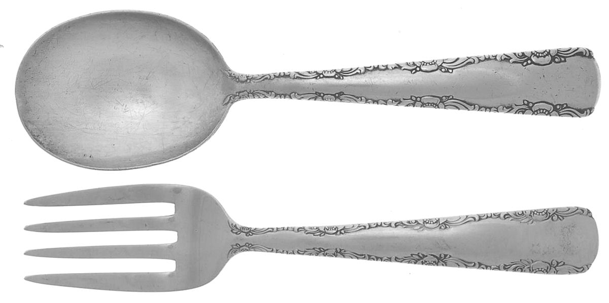 Camellia (Sterling, 1941-1942, No Monos) 2 Pc Baby Set (BF, BS) by Gorham Silver-1